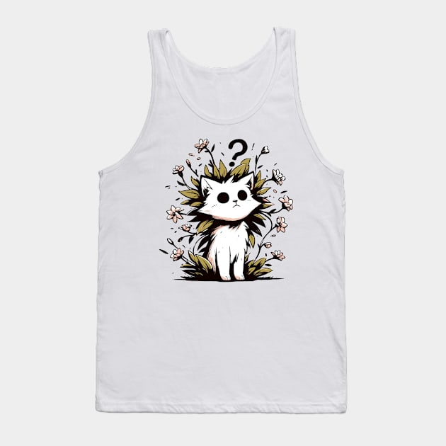 Funny confused cat with flowers plants Tank Top by TomFrontierArt